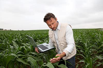 Environmental consultant inspecting a farm