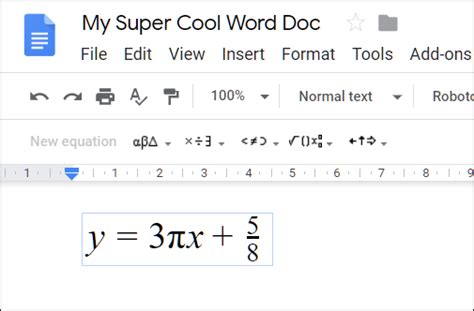 Equation Editor in Google Sheets