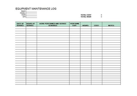 Equipment Log Template Excel Gallery 2