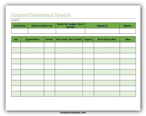 Equipment Maintenance Template