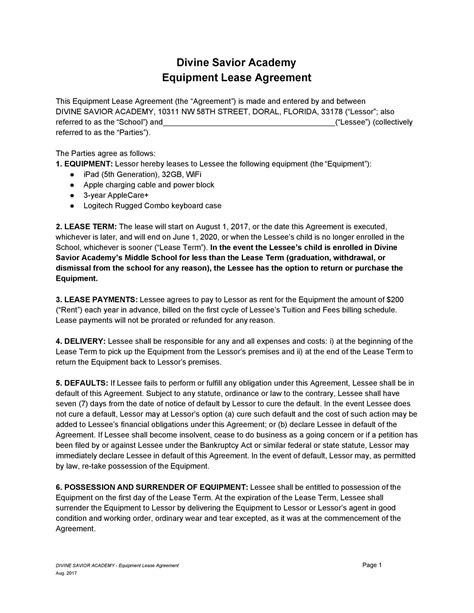 Equipment Rental Agreement Template 9