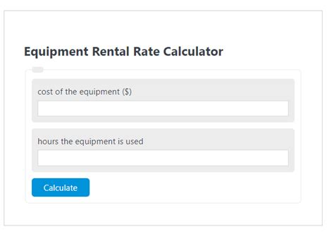 Equipment Rental Rate Calculator Image