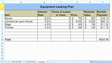 Equipment Rental Rate Calculator Excel