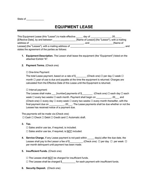 Equipment Rental Template