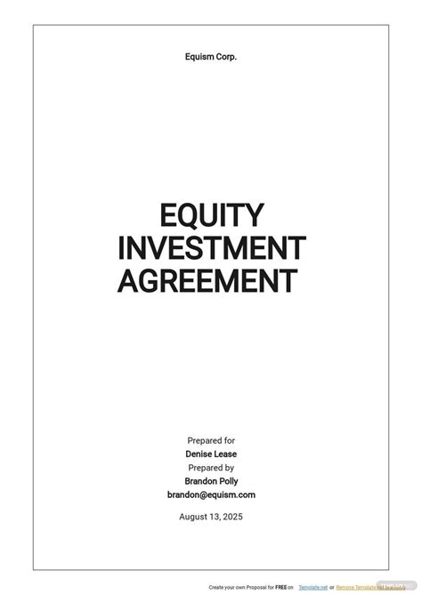 Equity Investment Contract Template