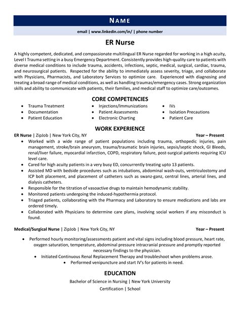 ER Nurse Resume Example