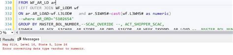 Error Converting Varchar to Numeric