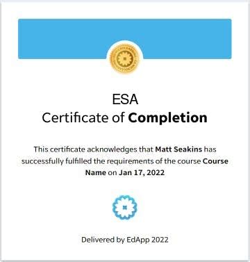 ESA Certificate Template PDF Example