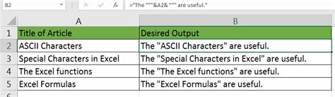 Escape Character in Excel Formula Errors