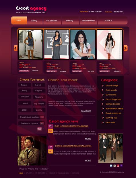 Escort website template 1