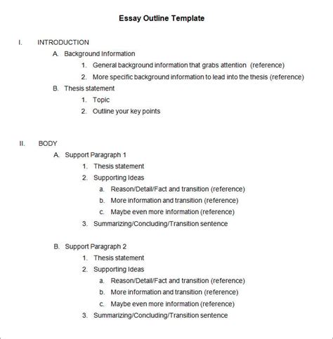 Essay Outline Template Word Example