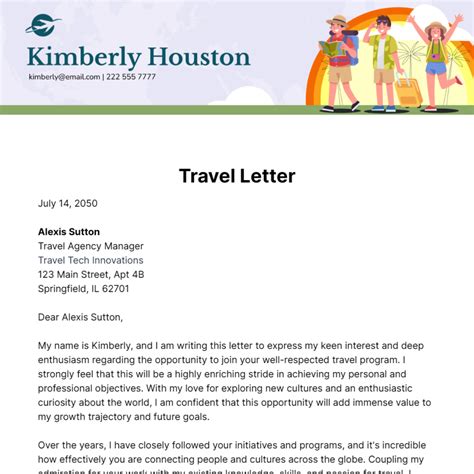 ESTA Travel Letter Template 6