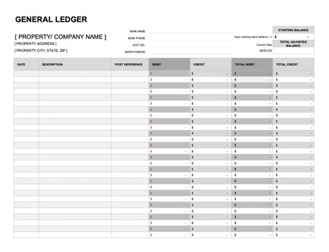 Estate Accounting Ledger Template