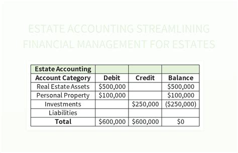 Estate Accounting Template Example