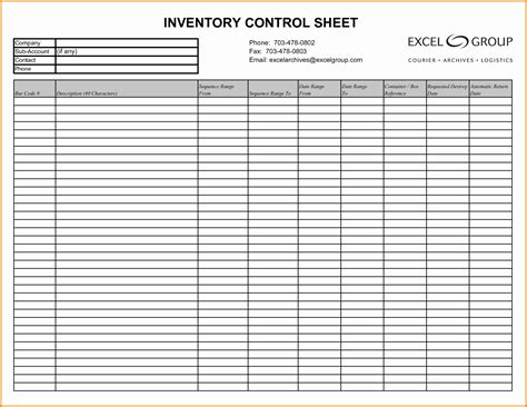 Estate Inventory Template Example