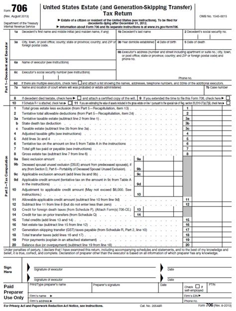 Estate Tax Return Template Example