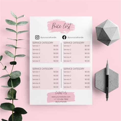 Esthetician Price List Template Example