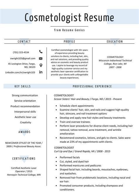 esthetician resume template 5