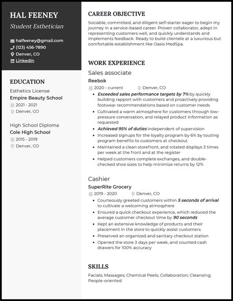 esthetician resume template gallery 5