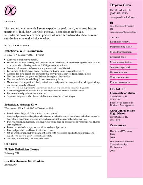 esthetician resume template gallery 9