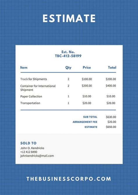 Estimate Template Designs