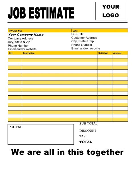 Estimate Template Example