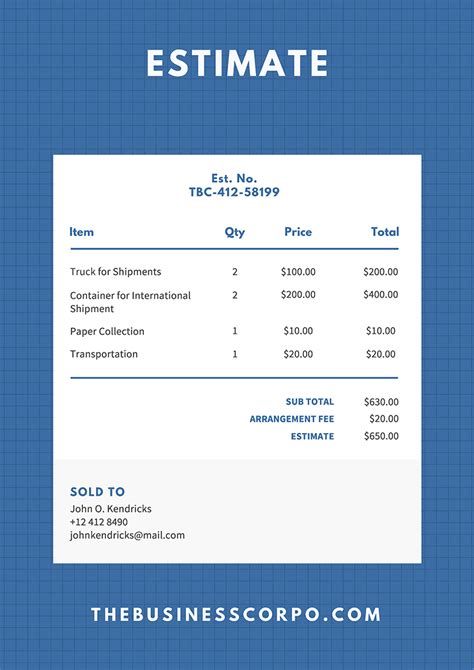 MS Word Estimate Template