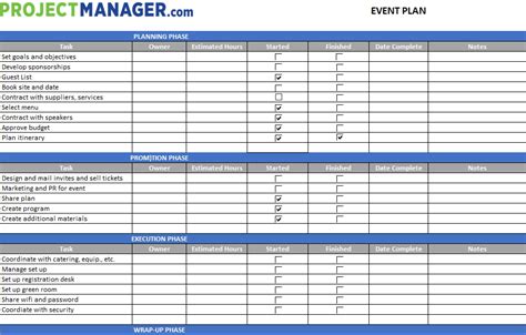 Estimate Template for Event Planning Projects