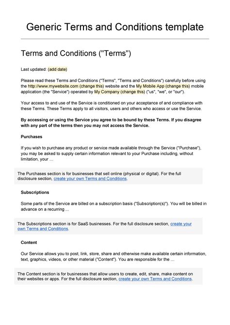 Etsy Seller Terms and Conditions Template