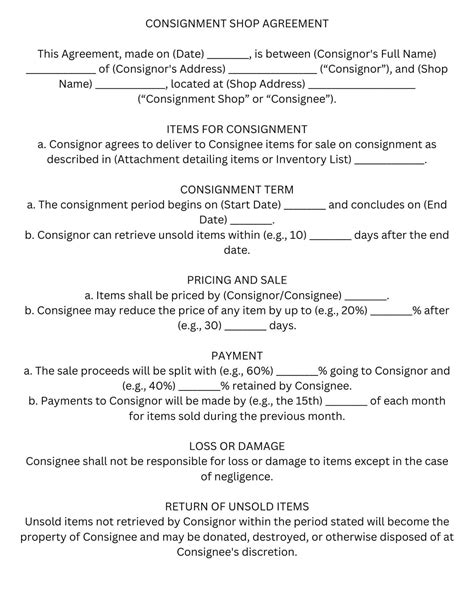 Etsy Shop Agreement Template