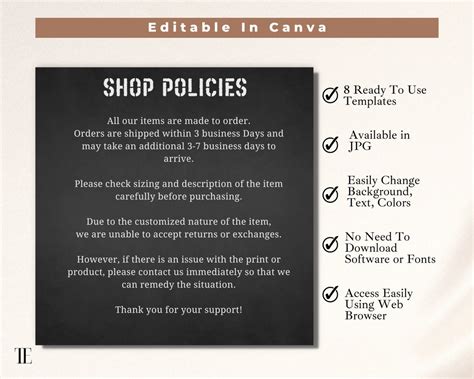 Etsy Shop Policies Template