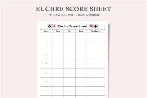 Euchre Scoring Sheets