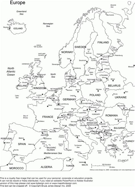 Europe Map Coloring Page European Geography