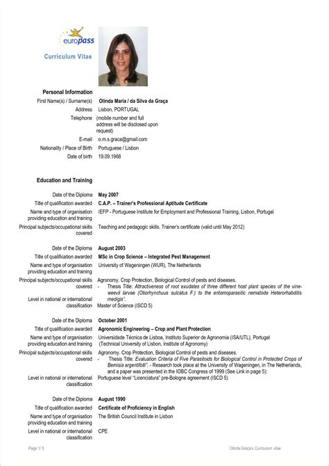 European CV Personal Details