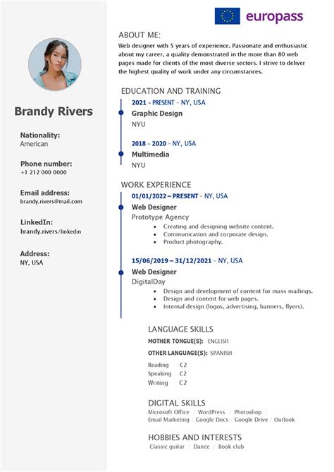 European CV Template Word Download