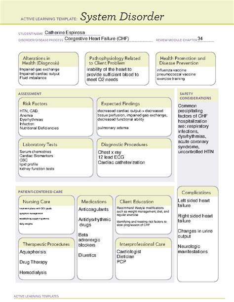 Evaluation and Revision for CHF ATI Diagnostic Template