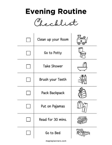 Evening Routine Checklist