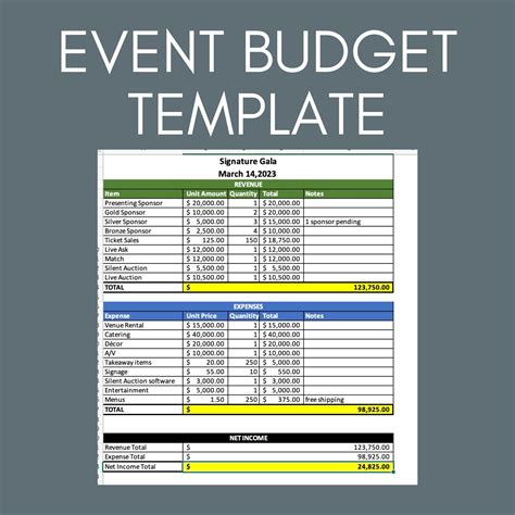 Event Budget Template Excel