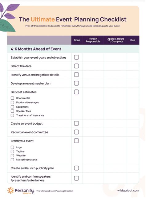 Event Checklist Template in Word 2