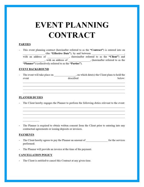 Event Contract Template