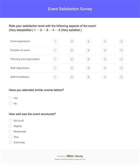 Event feedback survey