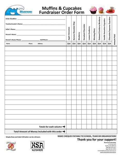 Event Fundraiser Order Form Template