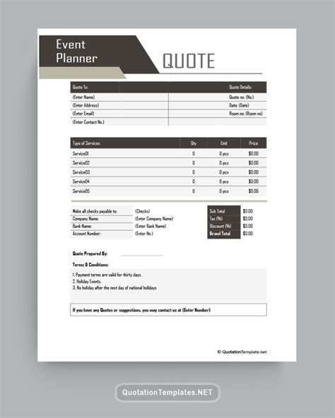 Event Planner Quote Templates