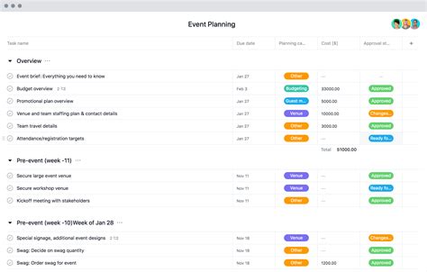 Event Planning Checklist Template in Asana