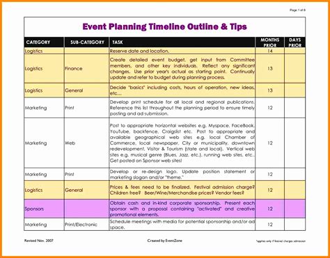 Event planning checklists in Excel format