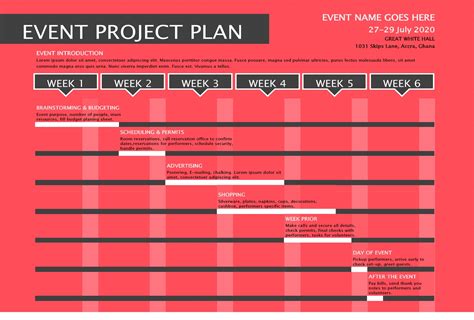 Event Planning Project Schedule Template