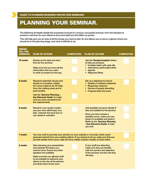 Seminar Event Planning Template