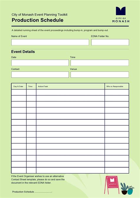 Event Production Schedule Template in Excel