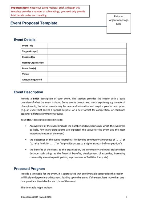 Event Proposal Template 2