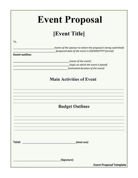 Event Proposal Template Format